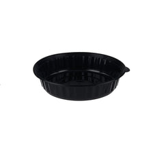 150 Pieces Black Base Round Ribbed Container With Lid 48 Oz - hotpackwebstore.com - Black Base Containers