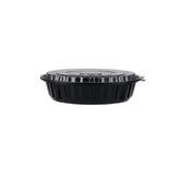 150 Pieces Black Base Round Ribbed Container With Lid 48 Oz - hotpackwebstore.com - Black Base Containers