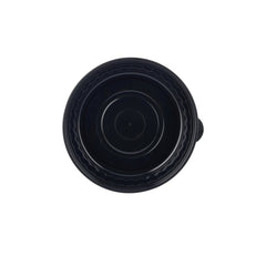 150 Pieces Black Base Round Ribbed Container With Lid 48 Oz - hotpackwebstore.com - Black Base Containers