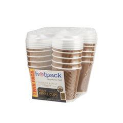 8 Oz Twin Pack Kraft Ripple Paper Cup With Lid 20 Pieces - hotpackwebstore.com