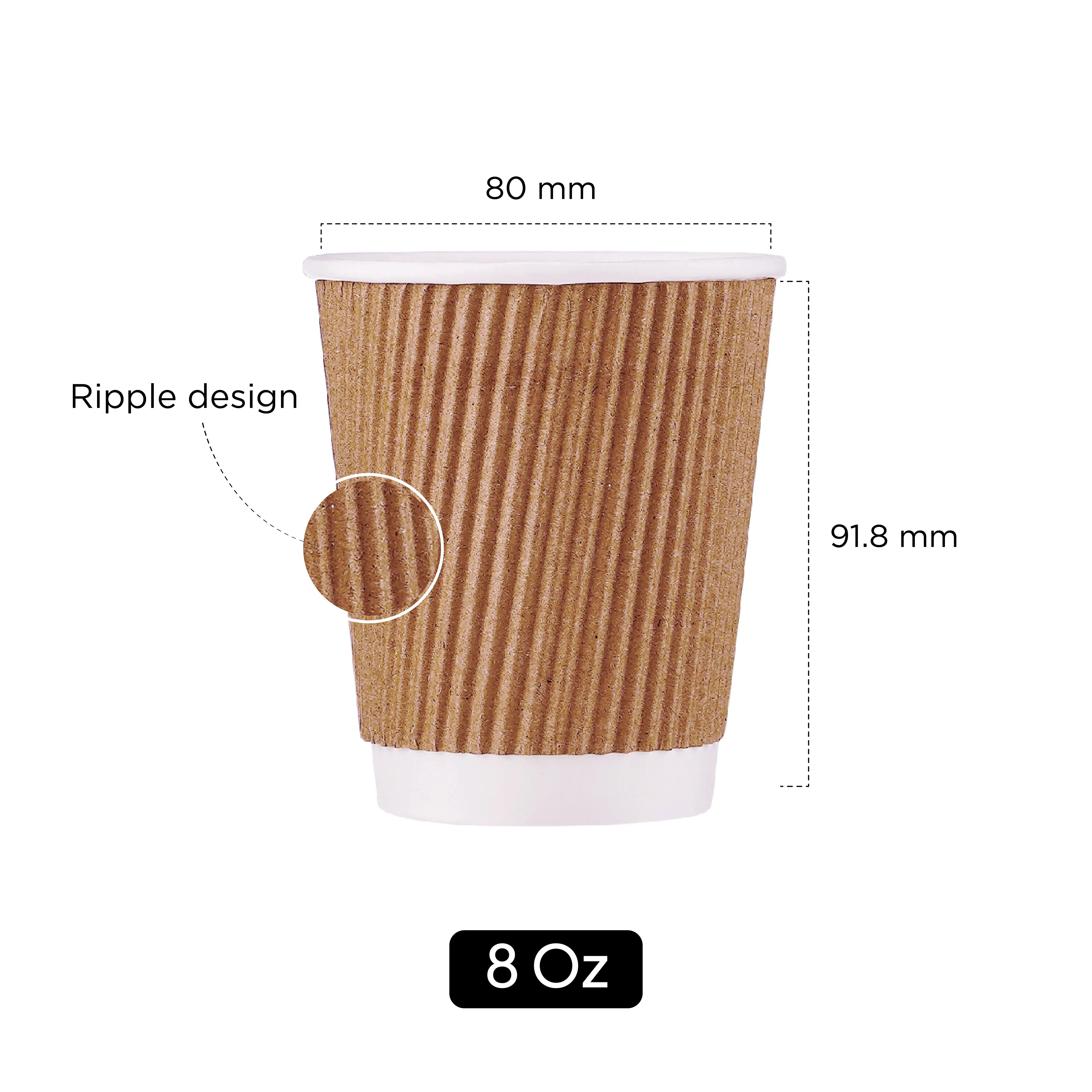 8 Oz Twin Pack Kraft Ripple Paper Cup With Lid 20 Pieces - hotpackwebstore.com