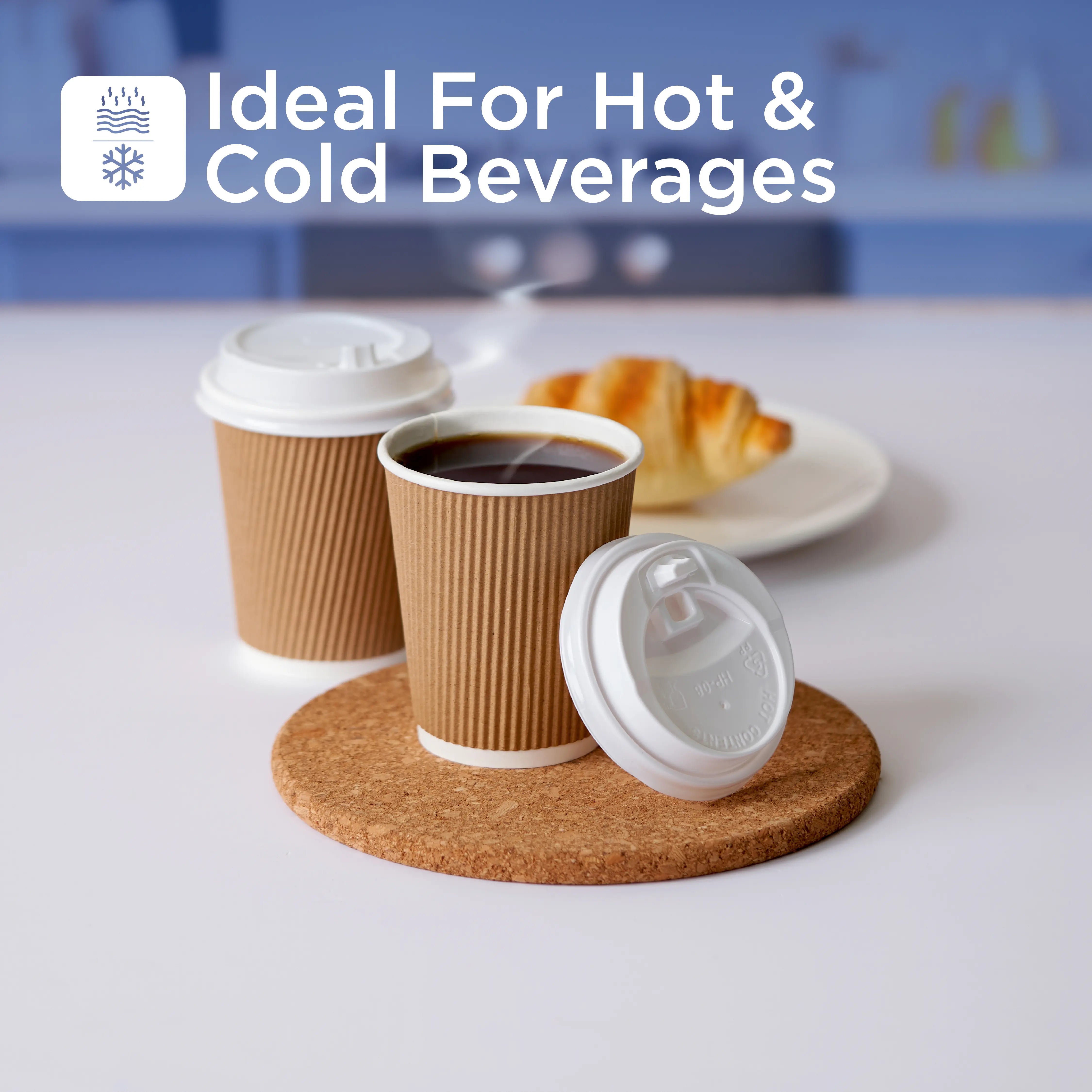 8 Oz Twin Pack Kraft Ripple Paper Cup With Lid 20 Pieces - hotpackwebstore.com