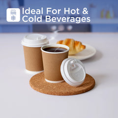 8 Oz Twin Pack Kraft Ripple Paper Cup With Lid 20 Pieces - hotpackwebstore.com