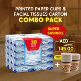Printed Paper Cups & Facial Tissues Carton Combo Pack