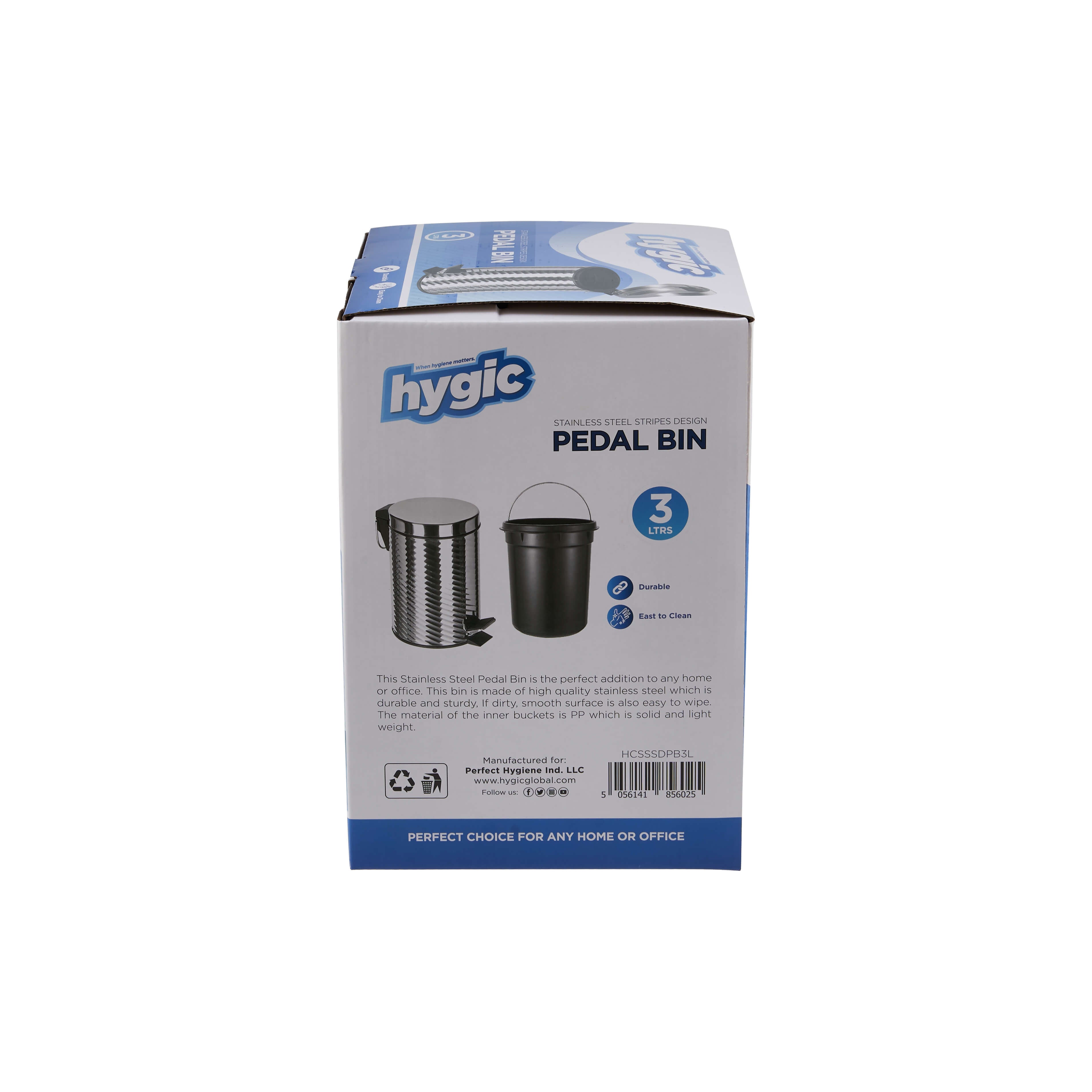 Hygic Stainless Steel Pedal Bin | Dust Bin - hotpackwebstore.com - Pedal Bin