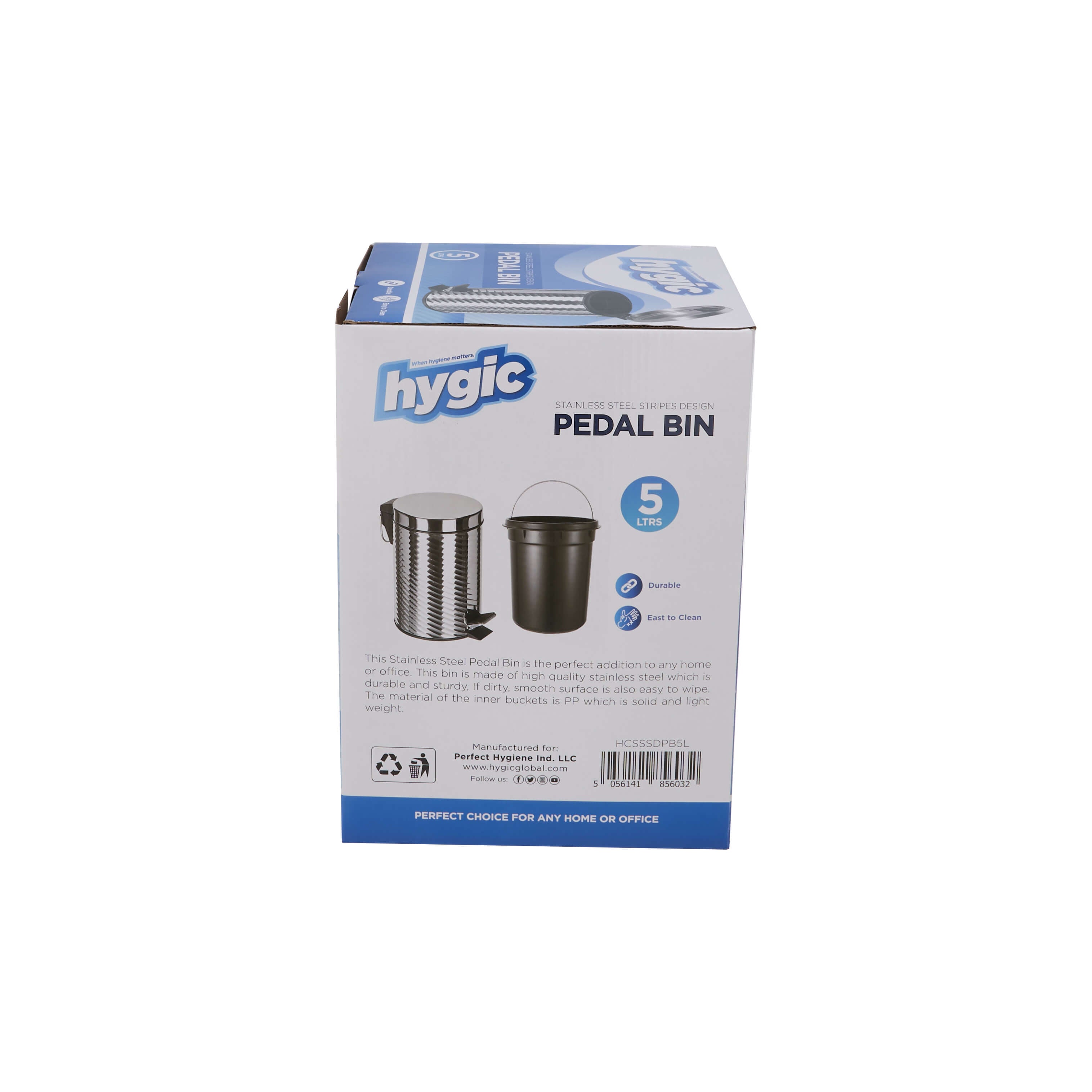 Hygic Stainless Steel Pedal Bin | Dust Bin - hotpackwebstore.com - Pedal Bin