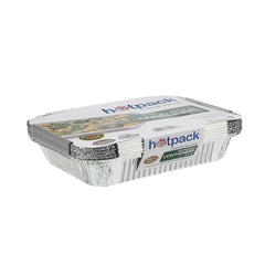 Aluminium Containers with Lid 83120 ( 1200 CC ) 235 mm Length x 190 mm Width x 35 m,m Height 10 Pieces - hotpackwebstore.com