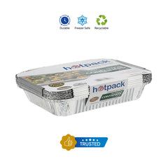 Aluminium Containers with Lid 83120 ( 1200 CC ) 235 mm Length x 190 mm Width x 35 m,m Height 10 Pieces - hotpackwebstore.com