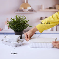 Aluminium Containers with Lid  8389 ( 890 CC ) 10 Pieces - hotpackwebstore.com