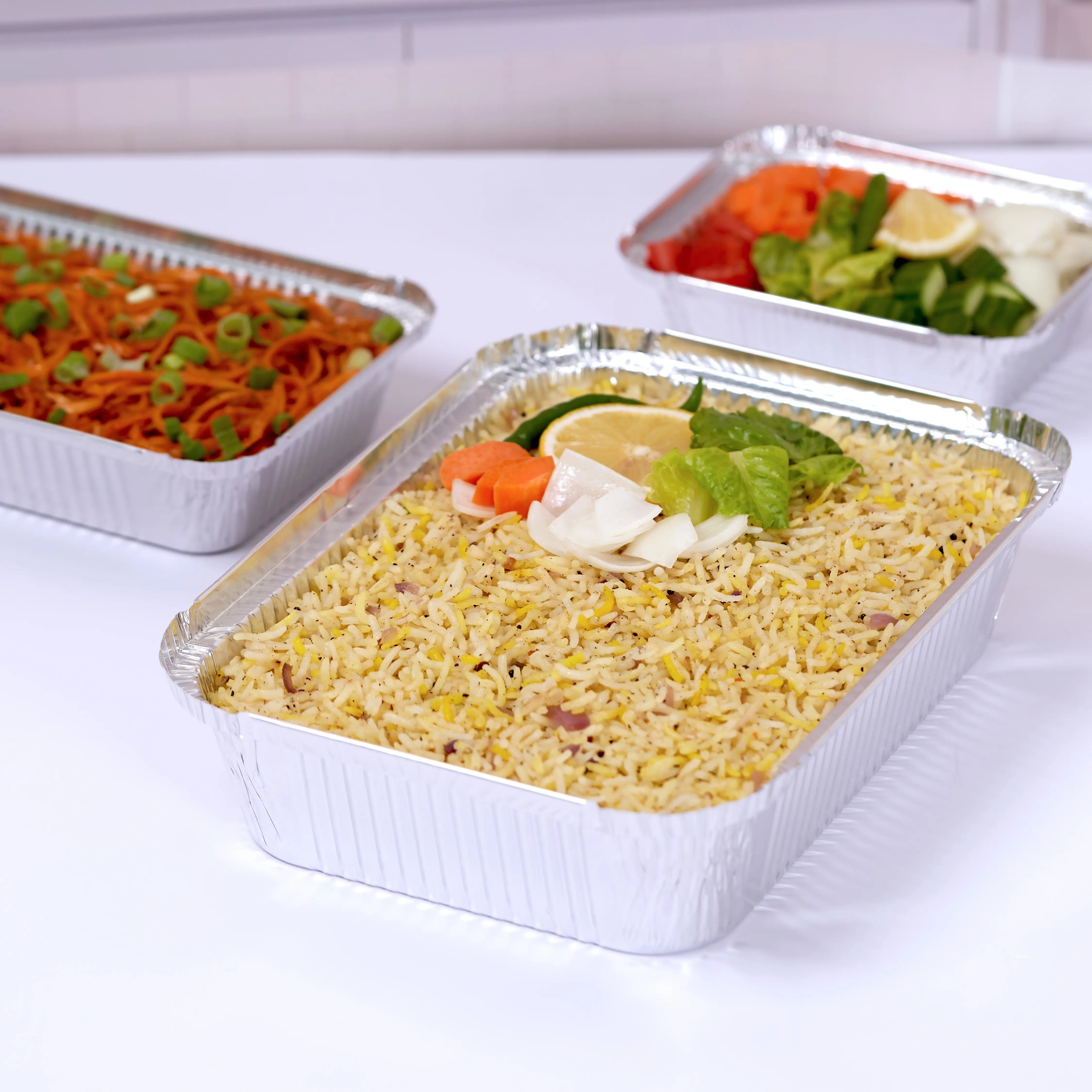 Aluminium Containers with Lid  8389 ( 890 CC ) 10 Pieces - hotpackwebstore.com