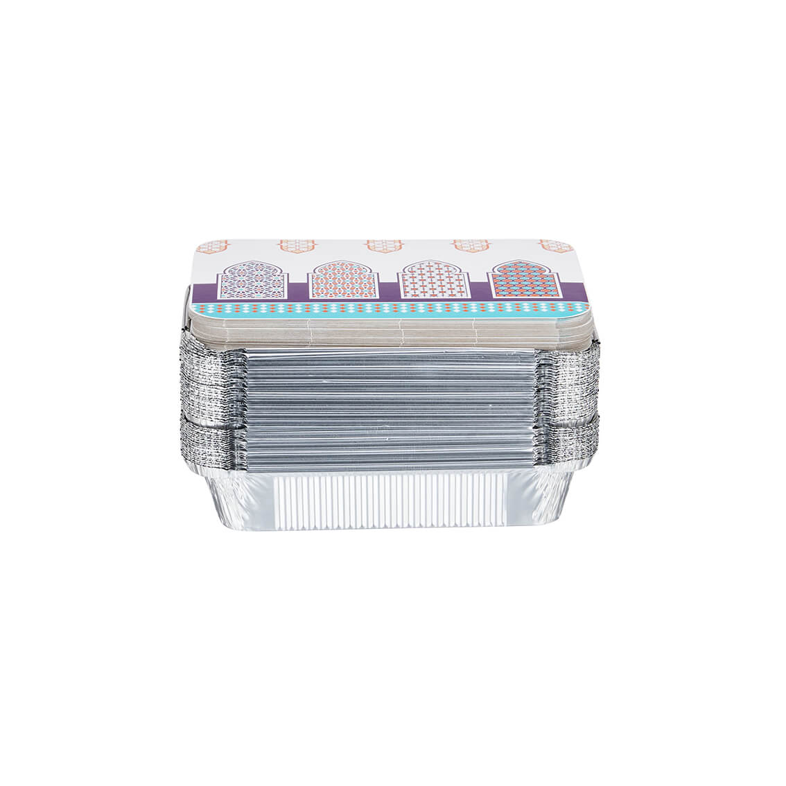 50 Pieces Offer Pack Aluminium Container With Arabic Theme Lid - hotpackwebstore.com