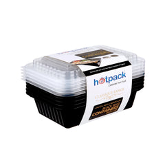 Black Base Container 38 oz with Lids 25 Pieces - hotpackwebstore.com