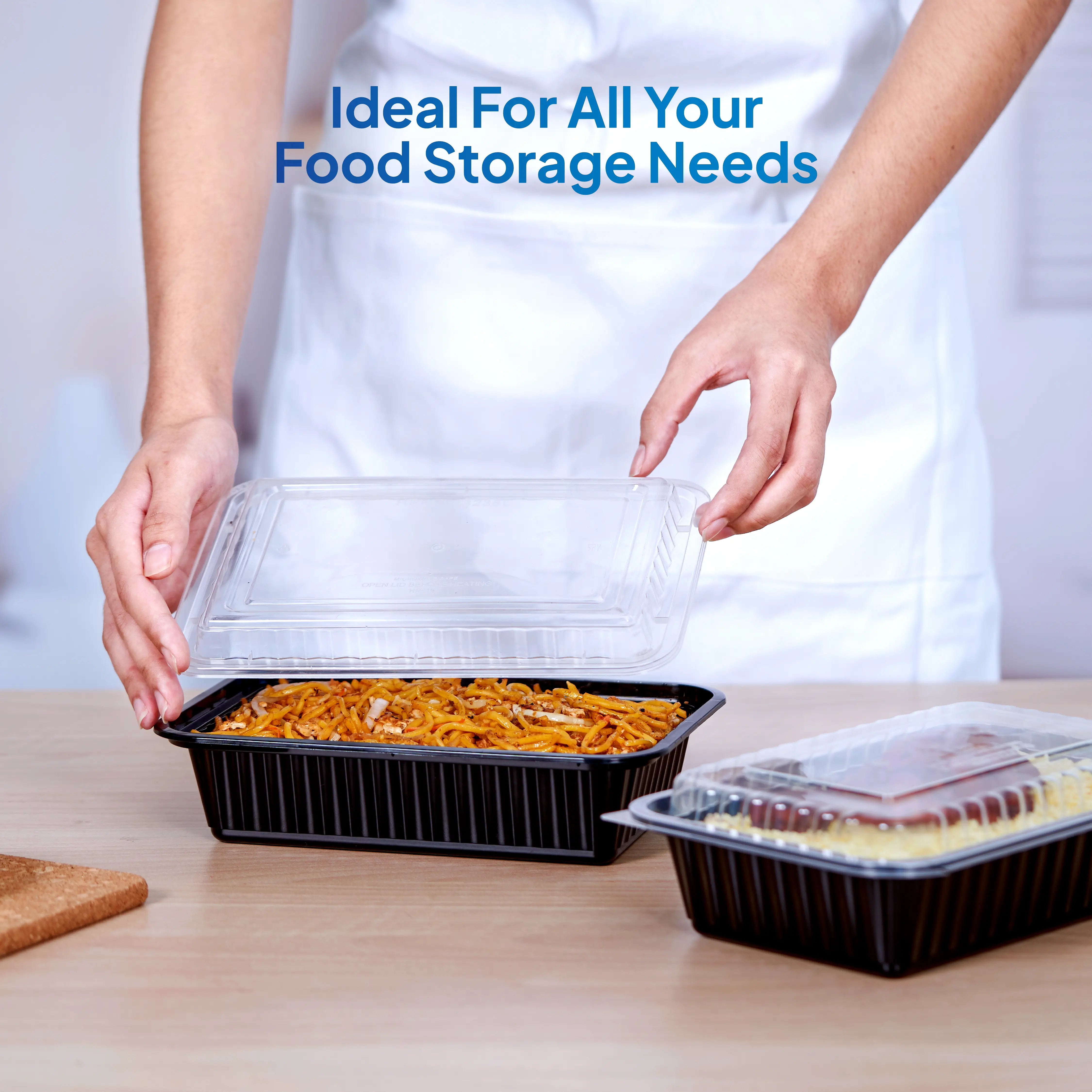 Black Base Container 38 oz with Lids 25 Pieces - hotpackwebstore.com