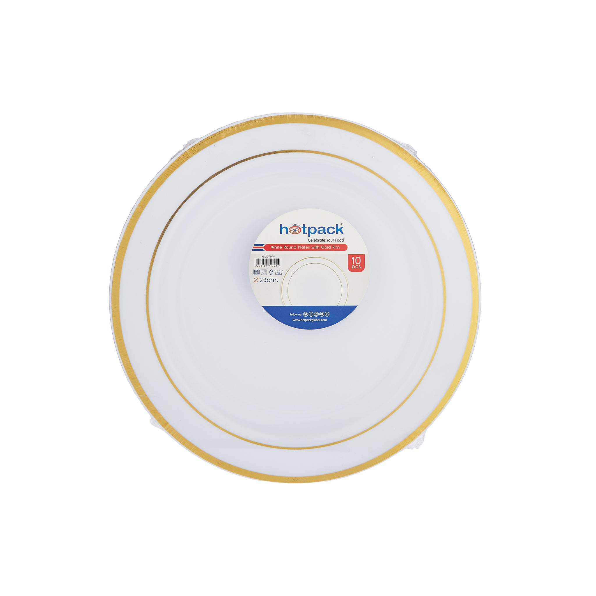 White Round Plate With Gold Rim 10 Pieces - hotpackwebstore.com