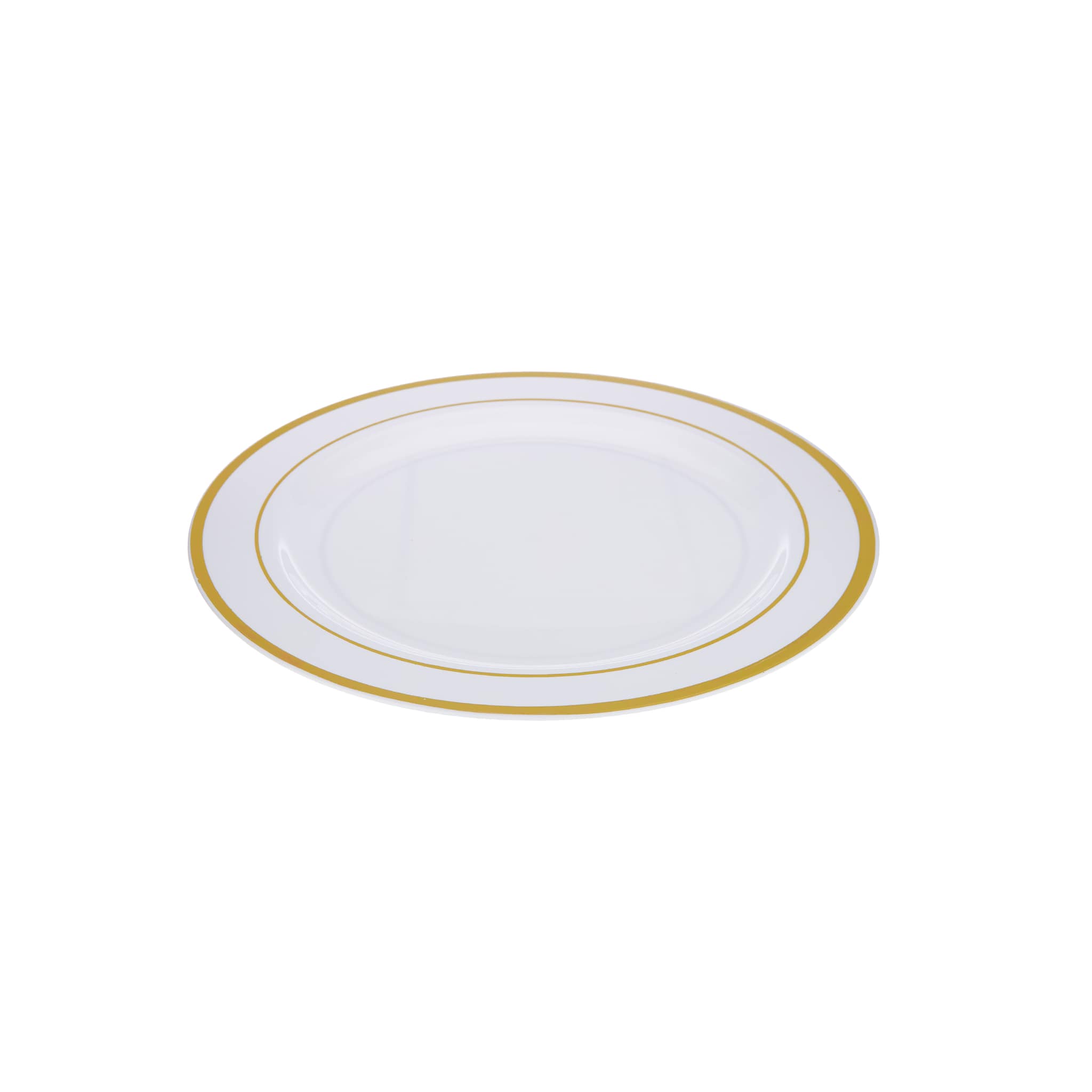 White Round Plate With Gold Rim 10 Pieces - hotpackwebstore.com