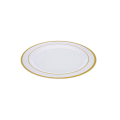 White Round Plate With Gold Rim 10 Pieces - hotpackwebstore.com