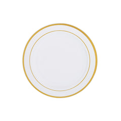 White Round Plate With Gold Rim 10 Pieces - hotpackwebstore.com
