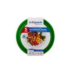Round Ribbed Microwave Bowl With Color Lid - hotpackwebstore.com - Microwavable Containers