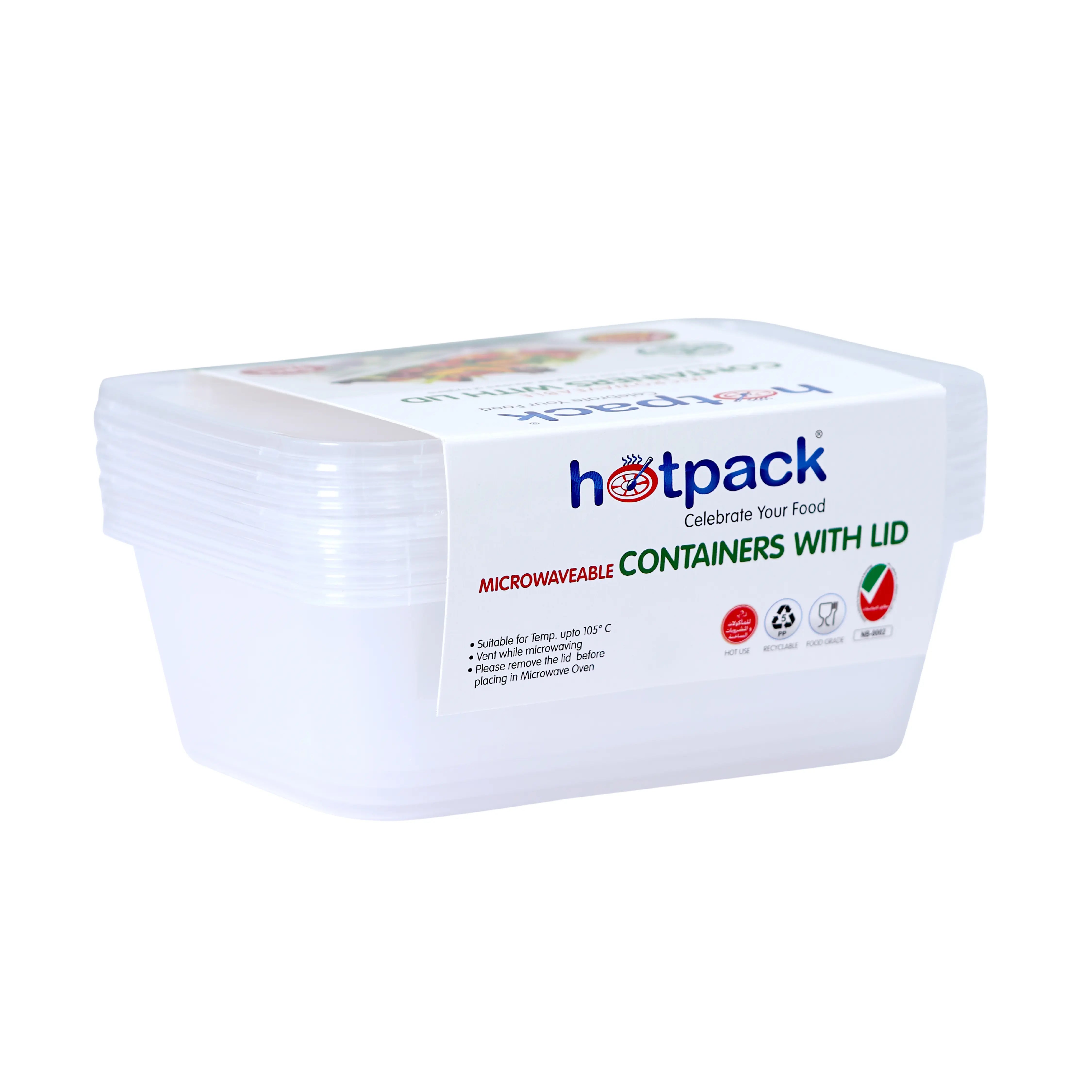 Microwaveable Container 750 ML With Lid 5 Pieces - hotpackwebstore.com