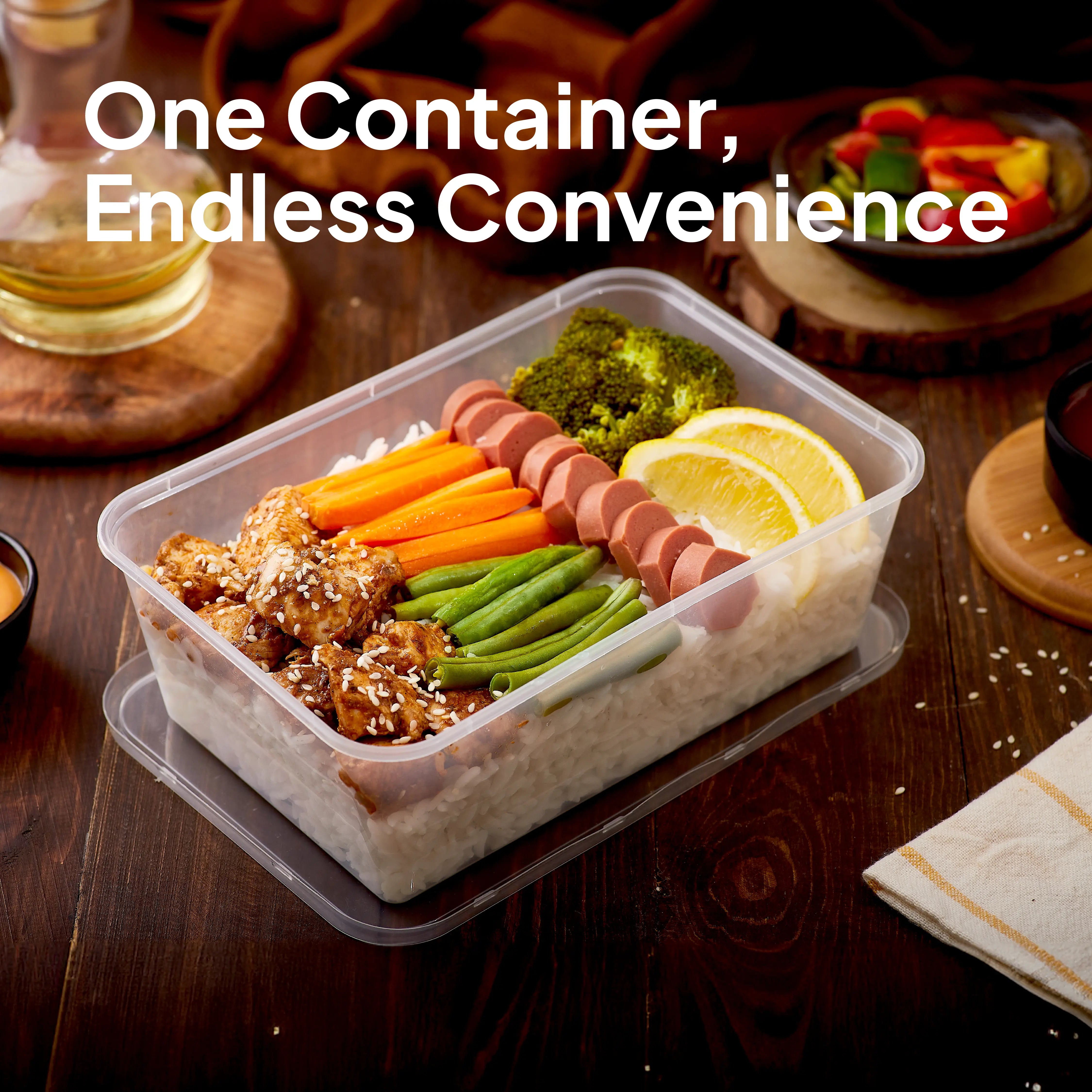 Microwaveable Container 750 ML With Lid 5 Pieces - hotpackwebstore.com