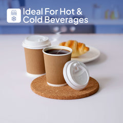 12 Oz Kraft Ripple Paper Cup With Lid 10 Pieces - hotpackwebstore.com