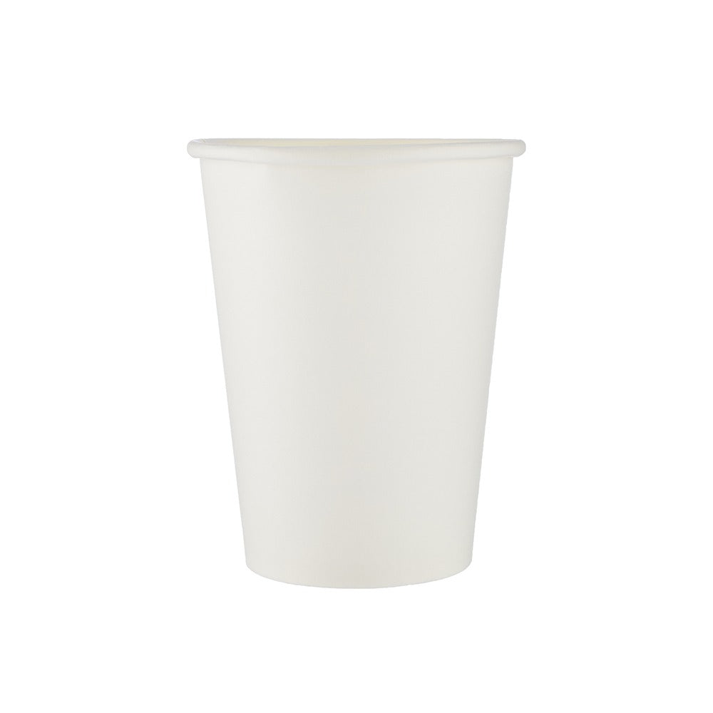Single Wall White Paper Cup With Black Lid - hotpackwebstore.com