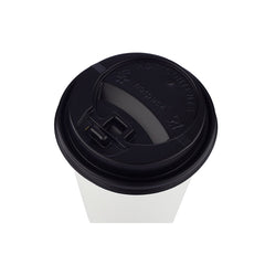 Single Wall White Paper Cup With Black Lid - hotpackwebstore.com