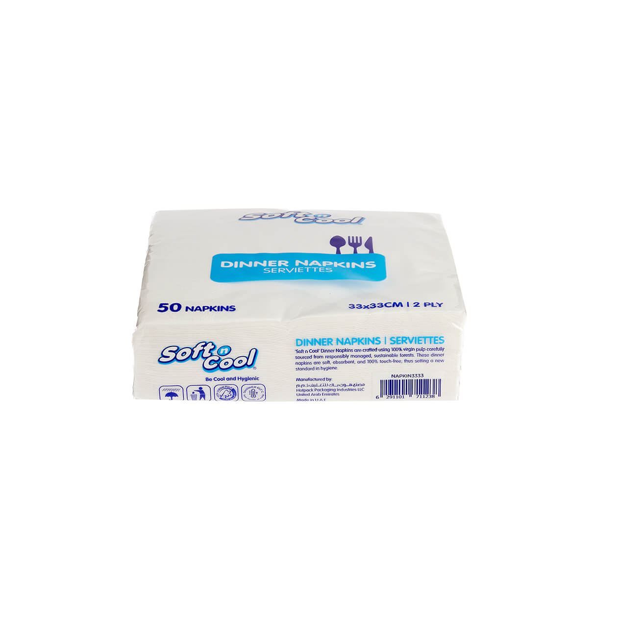 Soft n Cool Paper Folded Dinner Napkin 33 X 33 cm 2000 Pieces - hotpackwebstore.com