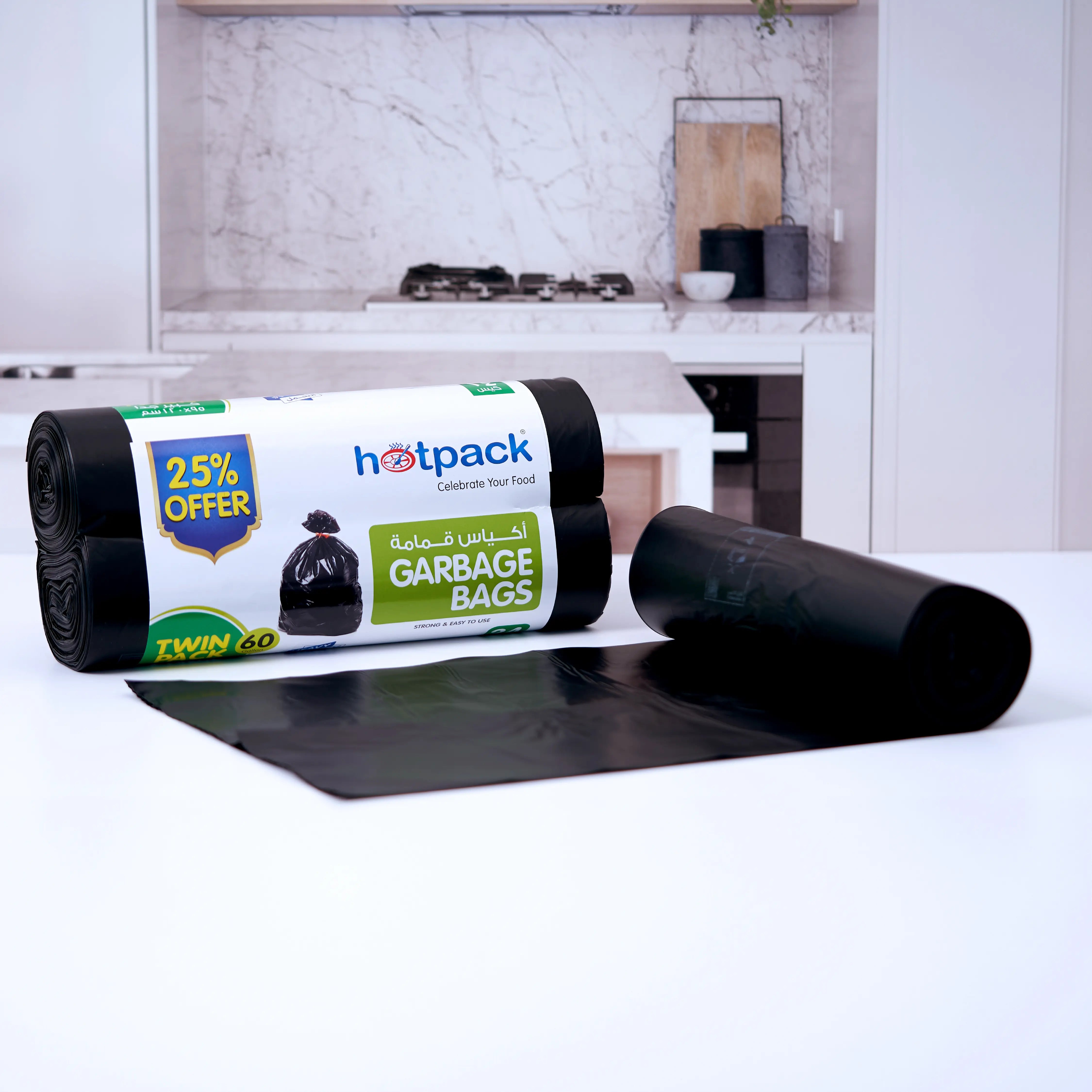 Twin Pack Heavy Duty Garbage Roll Black 95x120cm 60 Gallon 24 Pieces - hotpackwebstore.com