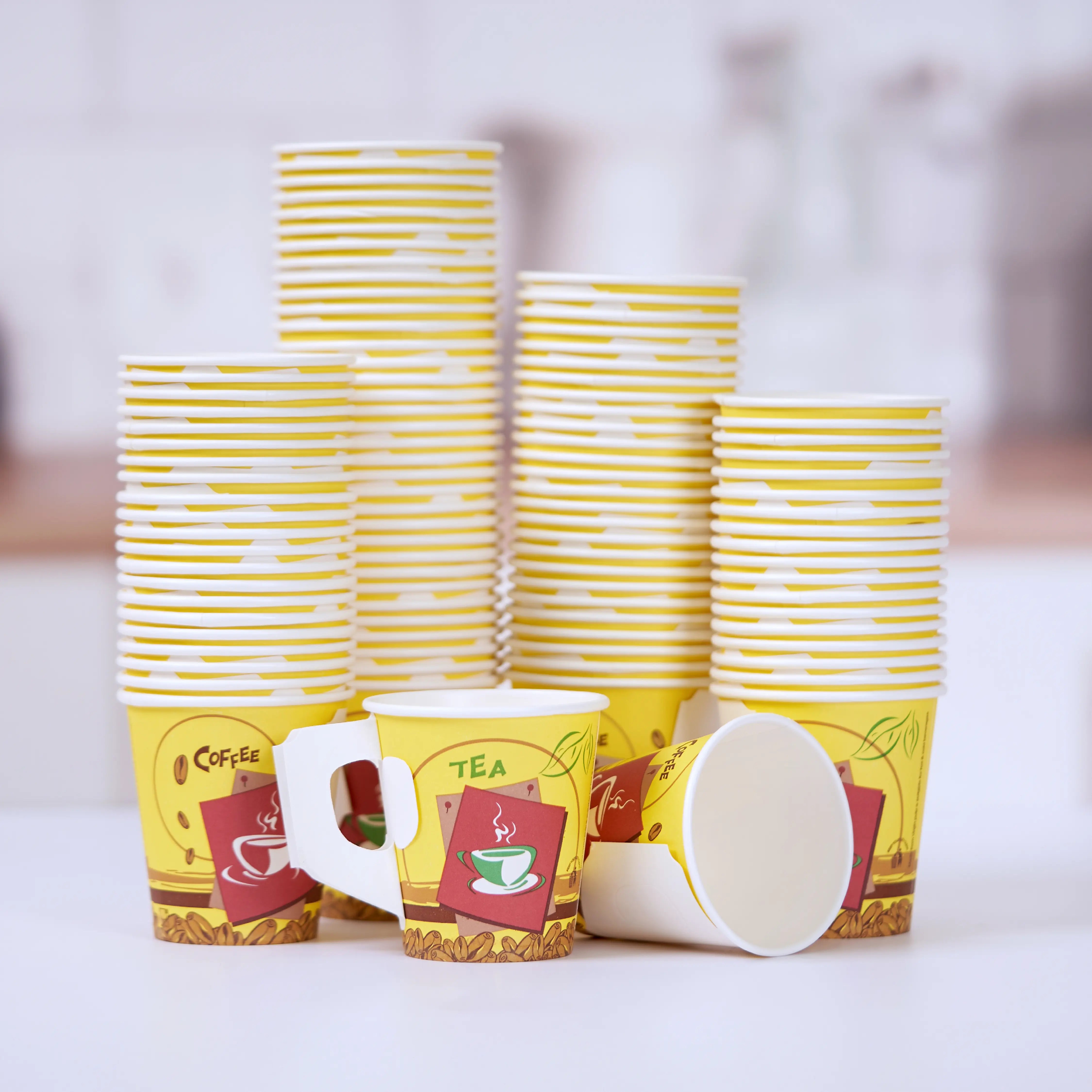 7 Oz Printed Single Wall Paper Cups with Handle - hotpackwebstore.com