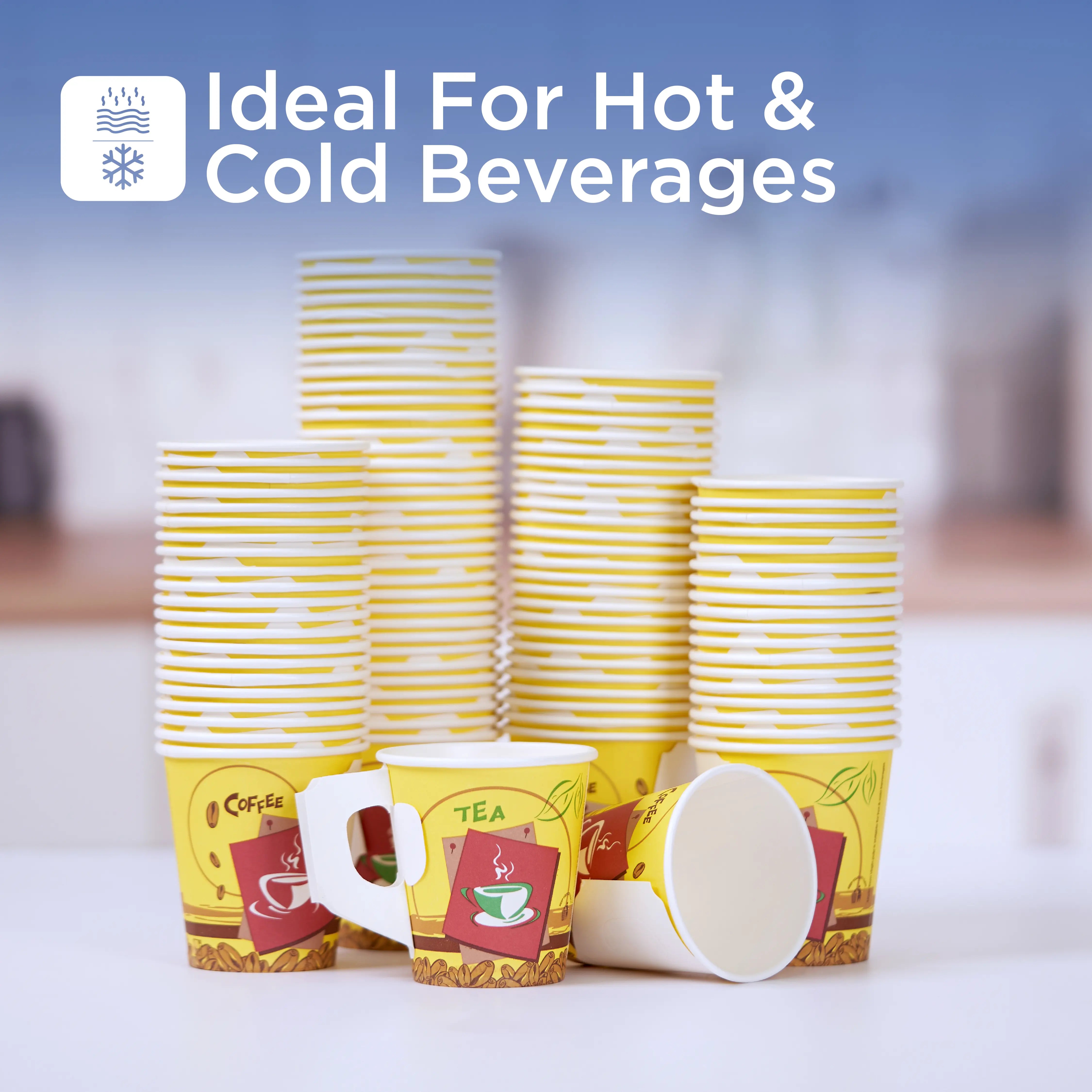 7 Oz Printed Single Wall Paper Cups with Handle - hotpackwebstore.com