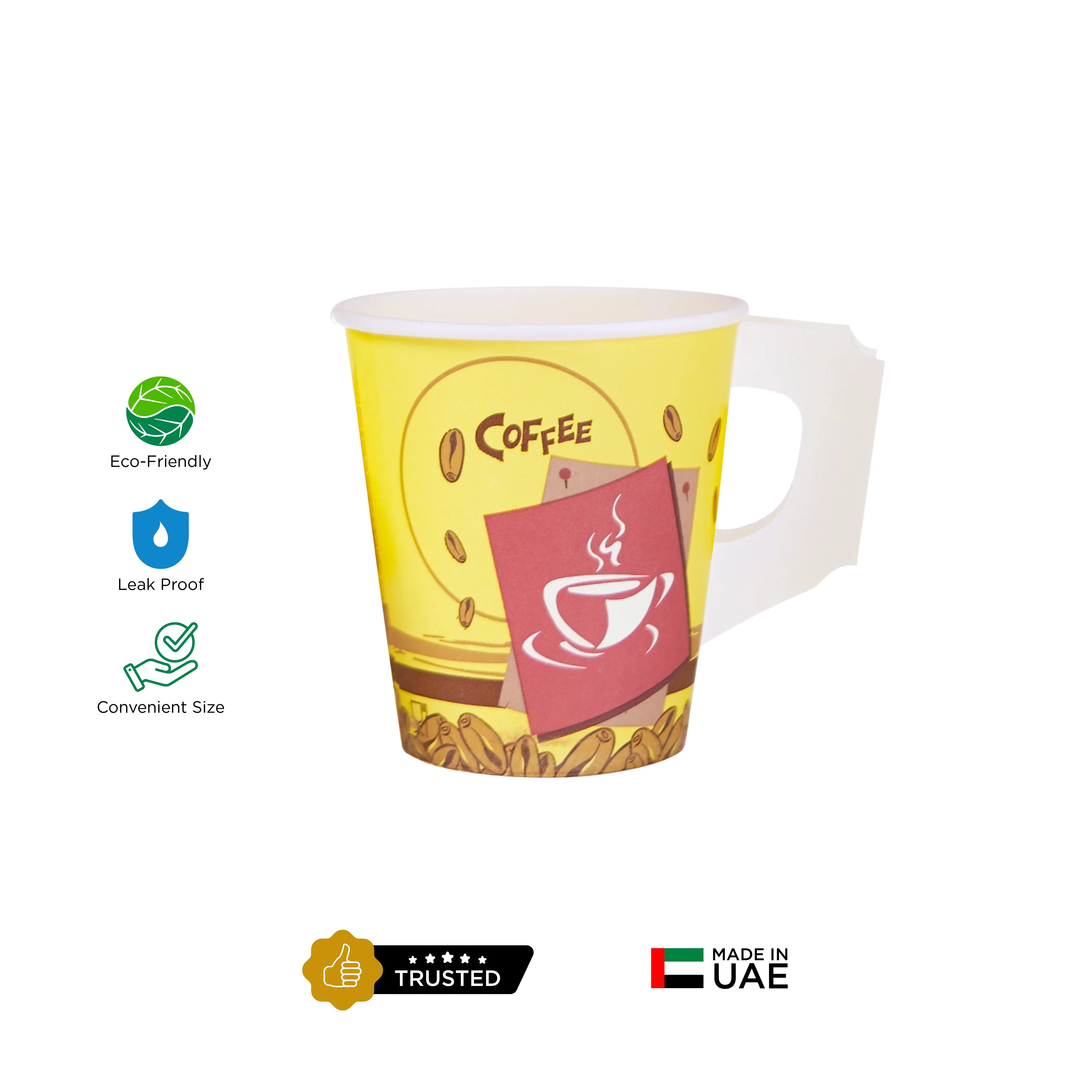 7 Oz Printed Single Wall Paper Cups with Handle - hotpackwebstore.com