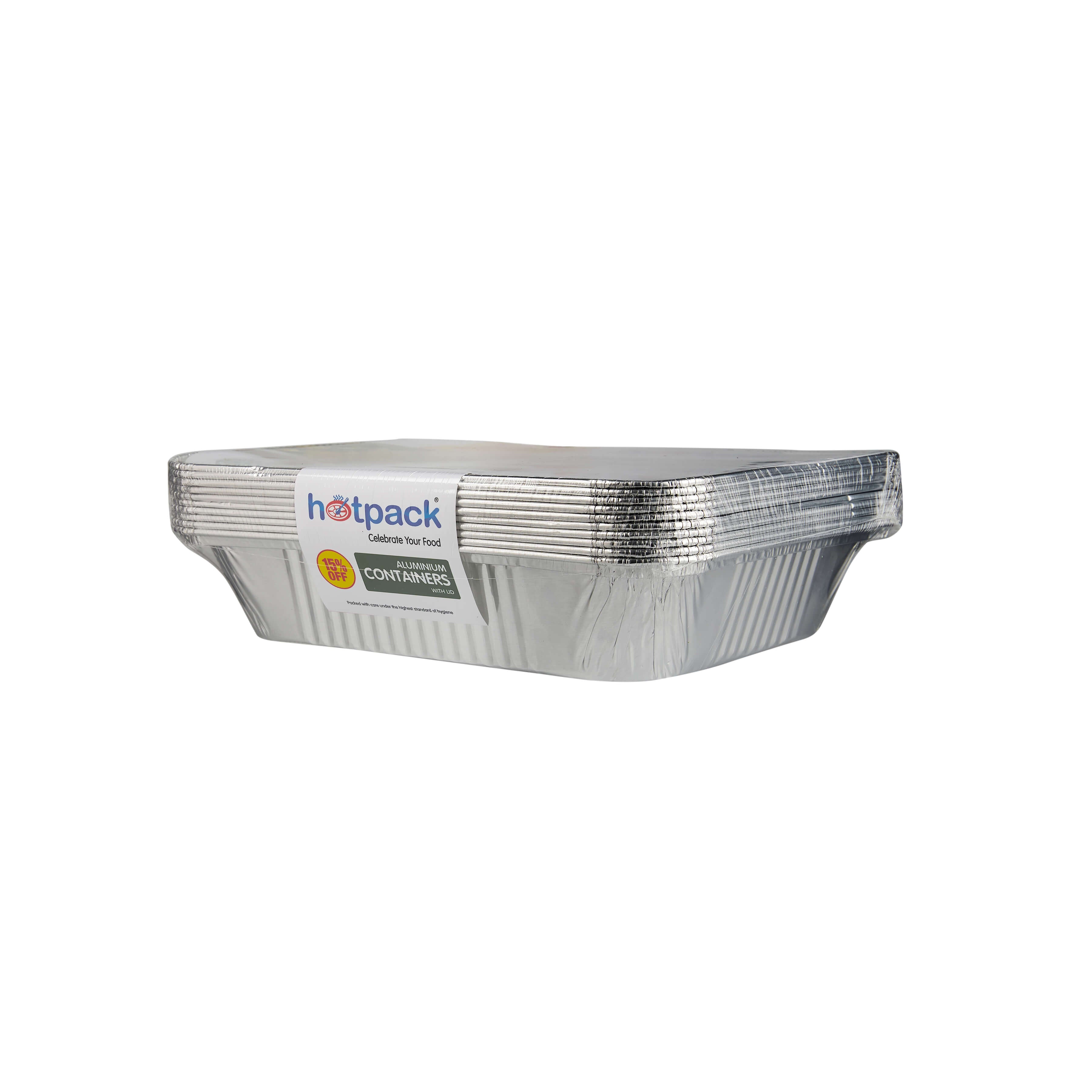 Aluminum Food Storage Container Silver With Lid 3650cc 10 Pieces - hotpackwebstore.com