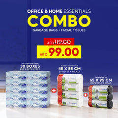 Office & Home Essentials Combo with FREE Delivery – Facial Tissues + Garbage Bags | Super Saver Pack