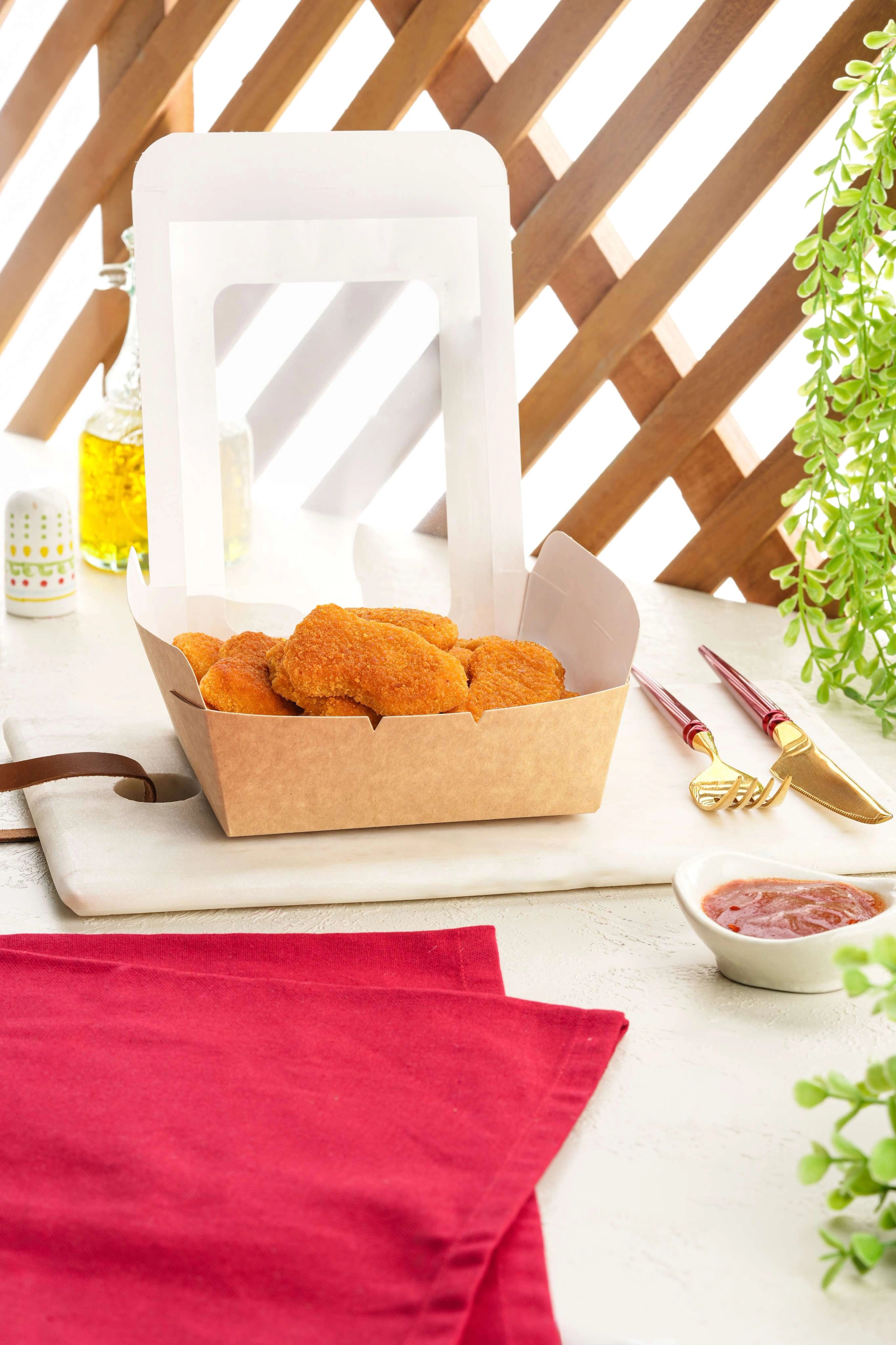 Kraft Box with Wider Window 13 x 13 cm | 250 Pieces - hotpackwebstore.com