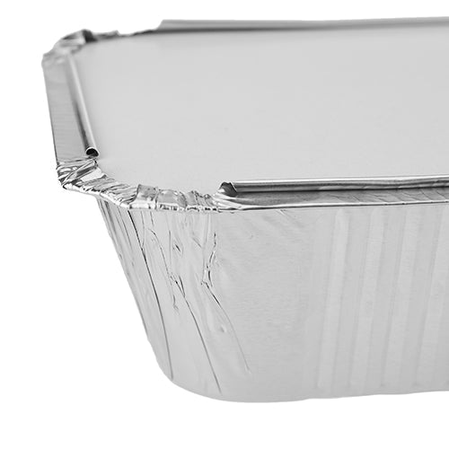 Aluminium Containers with Lid 8368 ( 680 CC ) 197 mm Length x 124 mm Width x 46 mm Height 10 Pieces - hotpackwebstore.com - Aluminium Containers