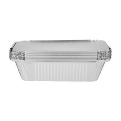 Aluminium Containers with Lid 8368 ( 680 CC ) 197 mm Length x 124 mm Width x 46 mm Height 10 Pieces - hotpackwebstore.com - Aluminium Containers