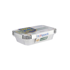 Aluminum Food Storage Container Silver With Lid (890 cc) 10 Pieces 20 % Extra - hotpackwebstore.com - Aluminium Containers