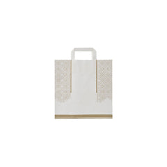 Arabic Design Printed White Paper Bag - hotpackwebstore.com - Flat Handle Paper Bags