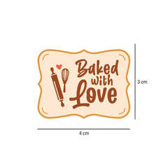 Beige Baked With Love Sticker Roll 250 Pieces - hotpackwebstore.com - Stickers