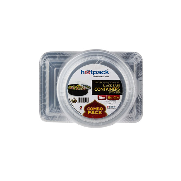 Black Base Container With Lid Combo Pack - hotpackwebstore.com - Black Base Containers
