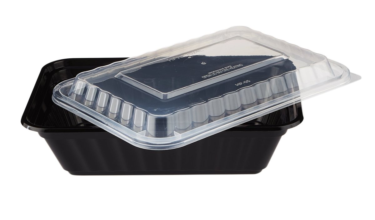 Black Base Heavy Duty Rectangular Container 28 Oz 300 Pieces - hotpackwebstore.com - Black Base Containers