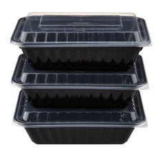 Black Base Heavy Duty Rectangular Container 28 Oz 300 Pieces - hotpackwebstore.com - Black Base Containers