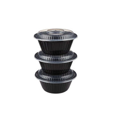 Black Base Heavy Duty Round Container 25 Oz 300 Pieces - hotpackwebstore.com - Black Base Containers