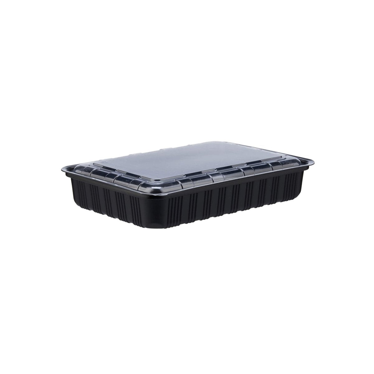 Black Base Rectangle Container With Lid 100 Pieces - hotpackwebstore.com - Black Base Containers