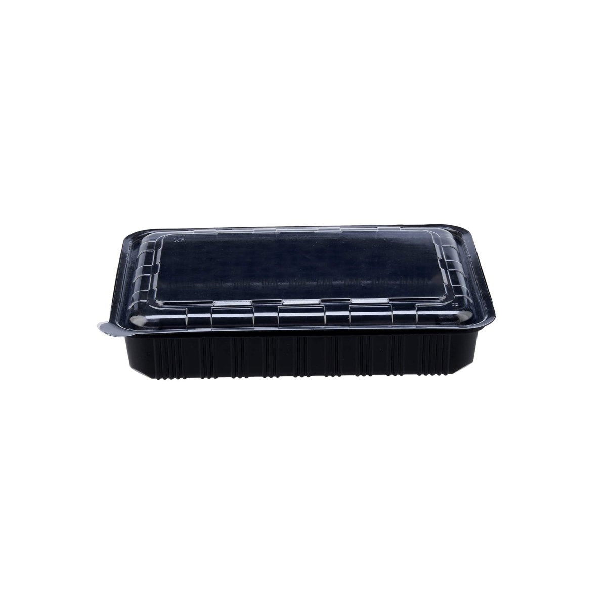 Black Base Rectangle Container With Lid 100 Pieces - hotpackwebstore.com - Black Base Containers