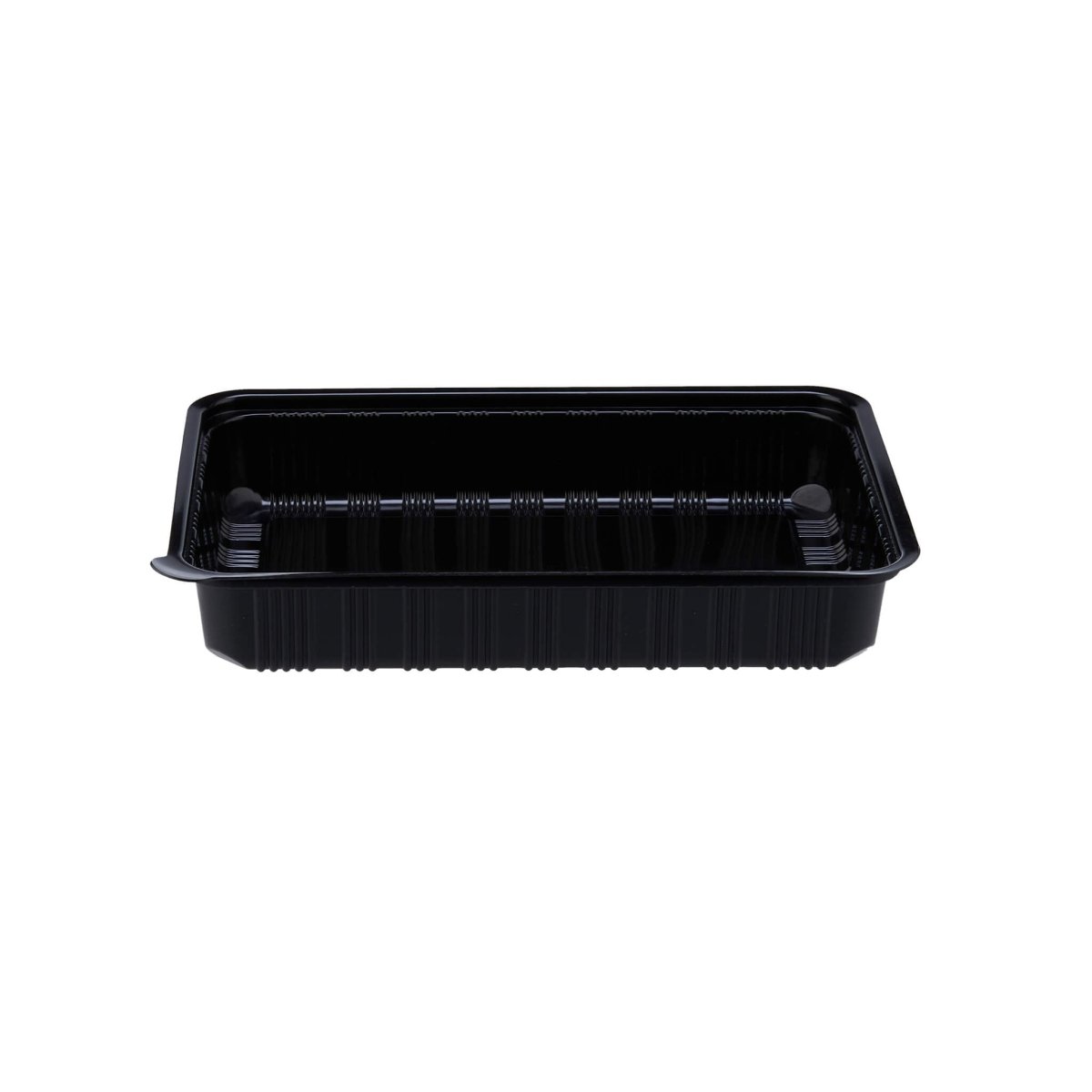 Black Base Rectangle Container With Lid 100 Pieces - hotpackwebstore.com - Black Base Containers