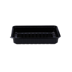 Black Base Rectangle Container With Lid 100 Pieces - hotpackwebstore.com - Black Base Containers
