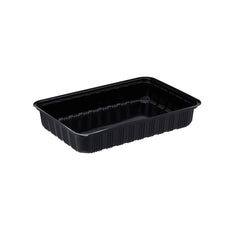 Black Base Rectangle Container With Lid 100 Pieces - hotpackwebstore.com - Black Base Containers