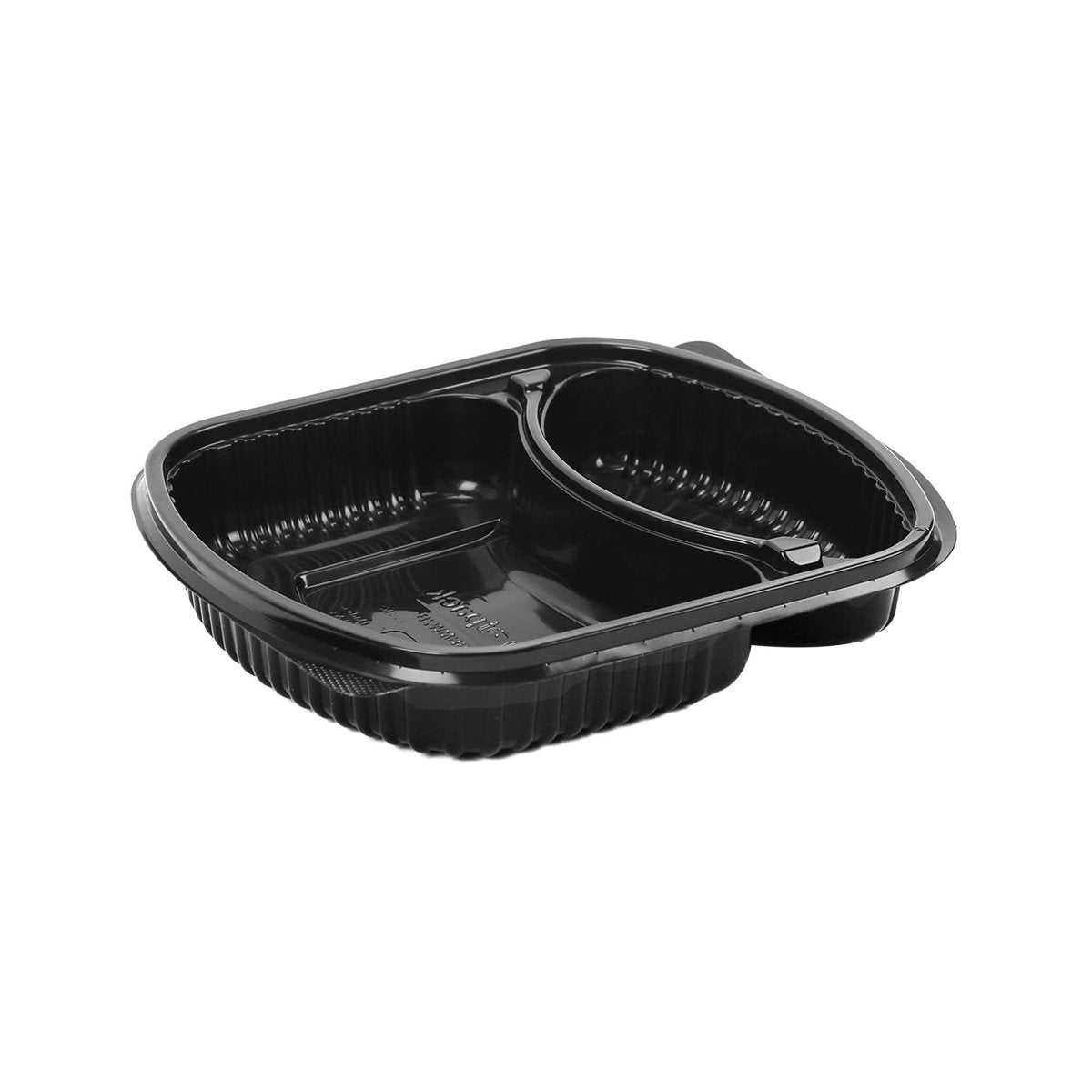 Black Base Rectangular 2 - Compartment Container 250 Pieces - hotpackwebstore.com - Black Base Containers